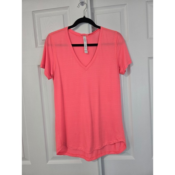 Lululemon Tops - Lululemon Swiftly Tech Short Sleeve V-Neck Shirt Neon Pink Coral Womens Size 8